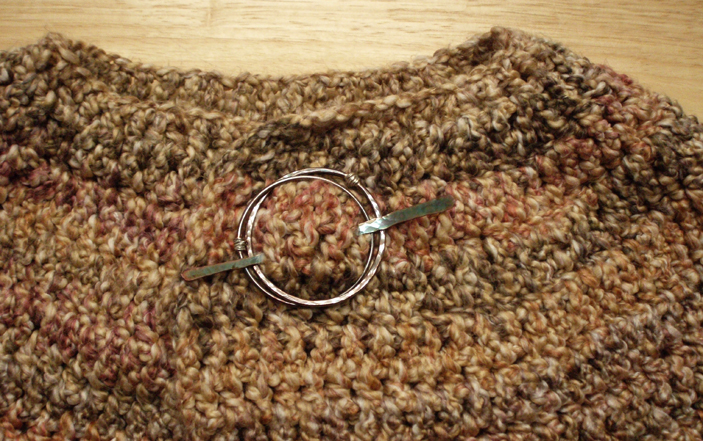 2 ring copper shawl pin by Two Iguanas Glass