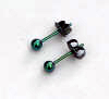 3.5mm titanium ball post earrings - anodized green