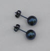 8mm titanium ball post earrings anodized blue