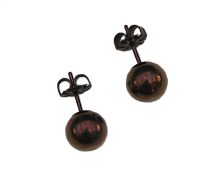8mm titanium ball post earrings - anodized bronze