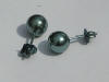8mm titanium ball post earrings - anodized Tahitian Pearl