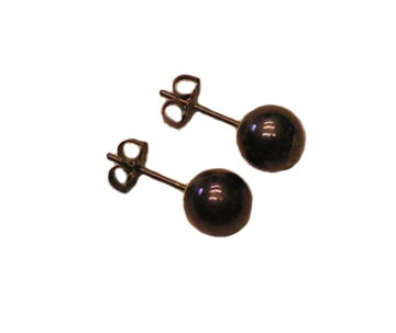 8mm titanium ball post earrings anodized Chocolate Pearl