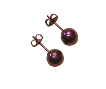8mm titanium ball post earrings anodized pink