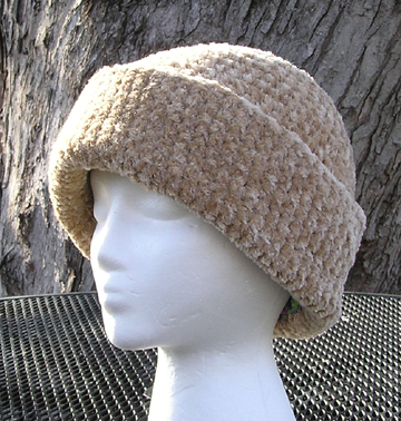 Chenille Basic Brim Crochet Hat Side View