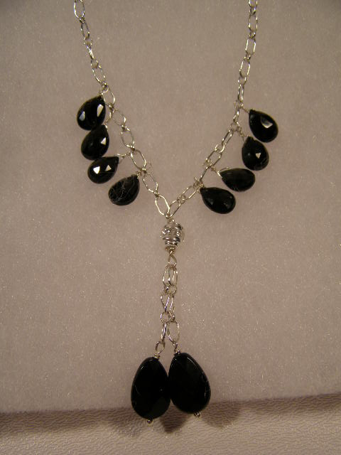 designer black onyx briolette necklace