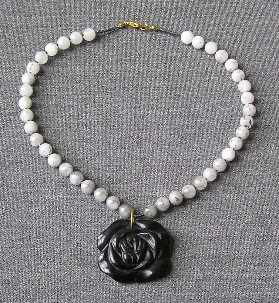tourmalinic quartz and bloodstone obsidian necklace