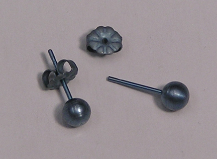 anodized pale blue 5mm titanium ball post earrings