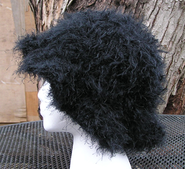 custom faux fur crochet hat side view