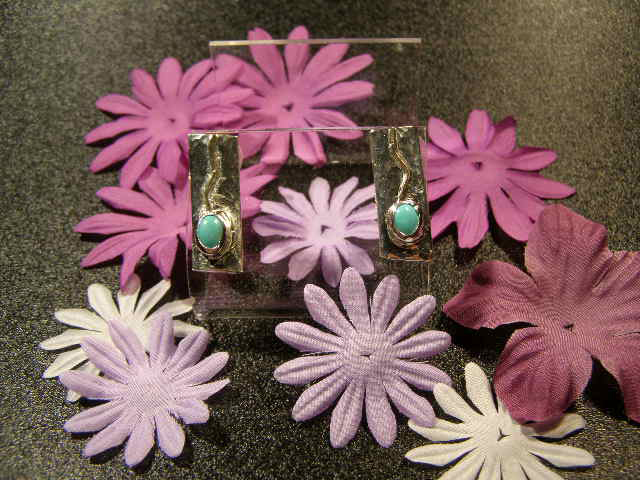designer turquoise sterling silver post earrings