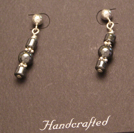 designer hematite post earrings