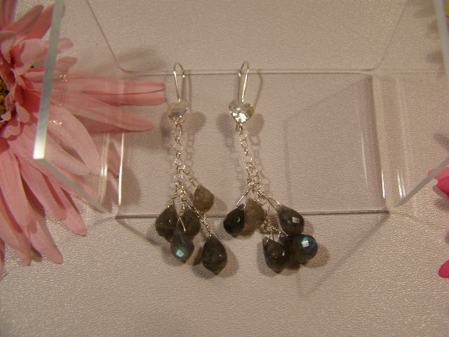 designer labradorite briolette earrings