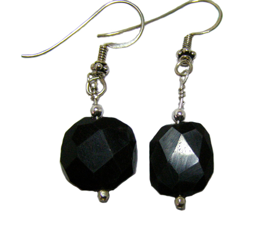 designer black obsidian freeform earrings