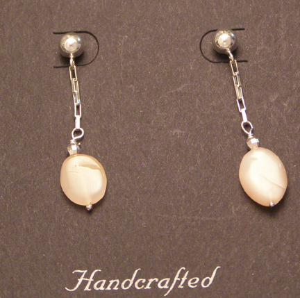 designer peach moonstone post earrings