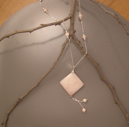 handcrafted designer pink peruvian opal necklace