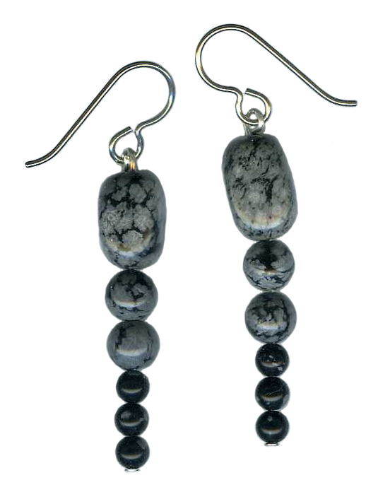 Snow Flake Obsidian  Hypoallergenic Earrings