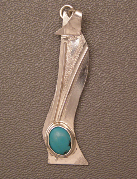 designer turquoise and sterling silver pendant