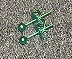 3mm titanium ball post earrings anodized green