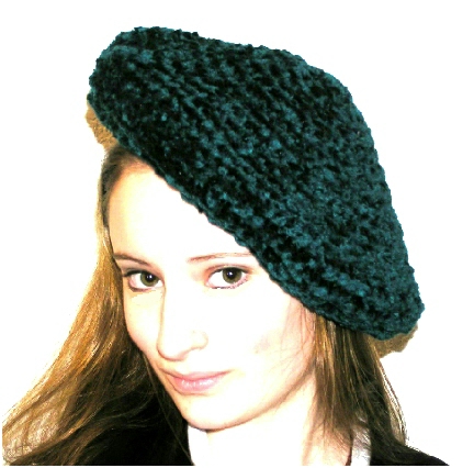 handcrafted chenille crocheted beret