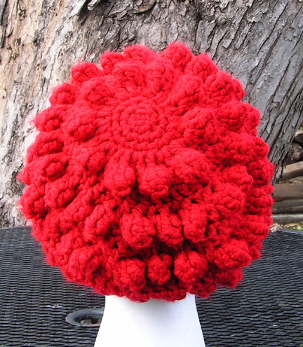 custom bubble crochet hat back view