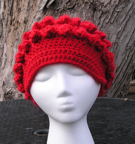 custom bubble crochet hat front view