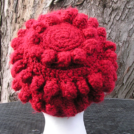 custom soft bubble crochet hat back view