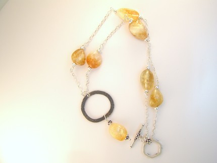 handcrafted designer citrine nugget and sterling silver necklace