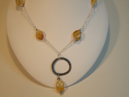 handcrafted designer citrine nugget and sterling silver necklace