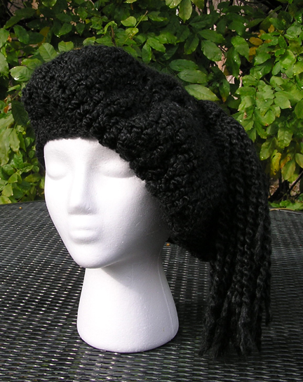 Custom Crochet Beret in black view 2