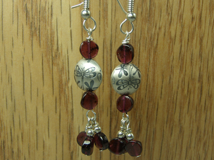 hypoallergenic dragonfly garnet  earrings
