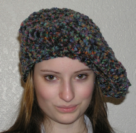 handcrafted chenille crocheted beret