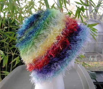 custom eyelash yarn crochet hat
