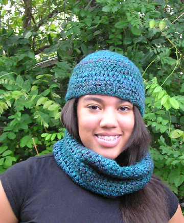handmade designer Lagoon Blue Infinity Cowl Scarf