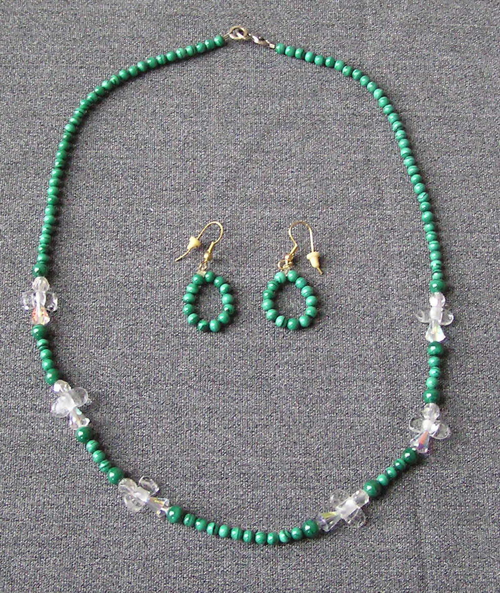 Malachite Necklace and Earring Set