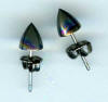 Rainbow iridescence anodized titanium Moonshot earrings