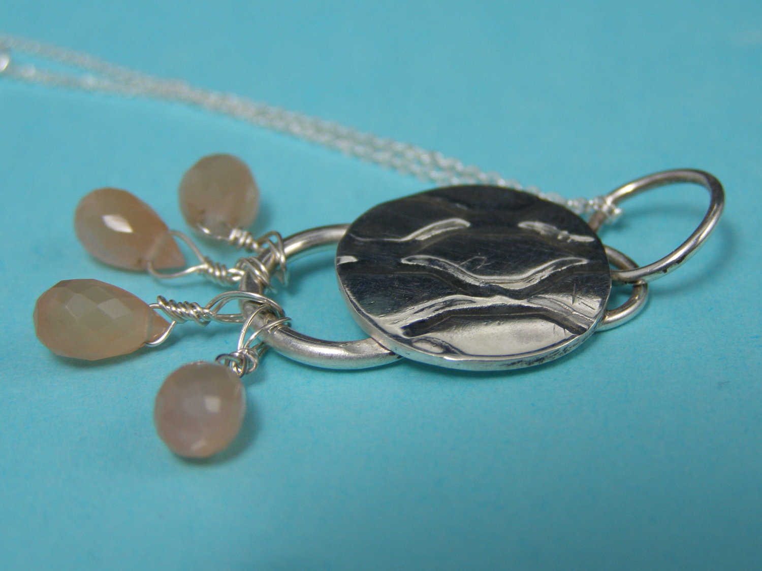 designer peach moonstone briolette necklace