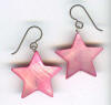 pink shell star hypoallergenic  earrings with titanium earwires