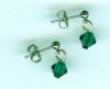 3mm titanium ball post earrings with green Swarovski Crystal drops