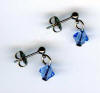 3mm titanium ball post earrings with light blue Swarovski Crystal drops