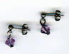 3mm titanium ball post earrings with violet Swarovski Crystal drops
