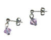 3mm titanium ball post earrings with violet Swarovski Crystal drops