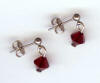 3mm titanium ball post earrings with red Swarovski Crystal drops
