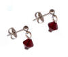 3mm titanium ball post earrings with red Swarovski Crystal drops