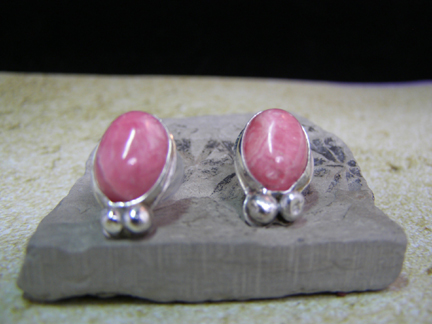 designer rhodochrosite post earrings