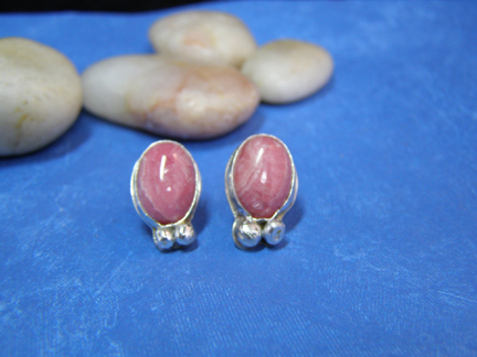 designer rhodochrosite post earrings