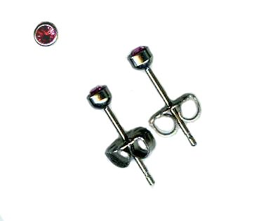 3mm rose crystal titanium post earrings