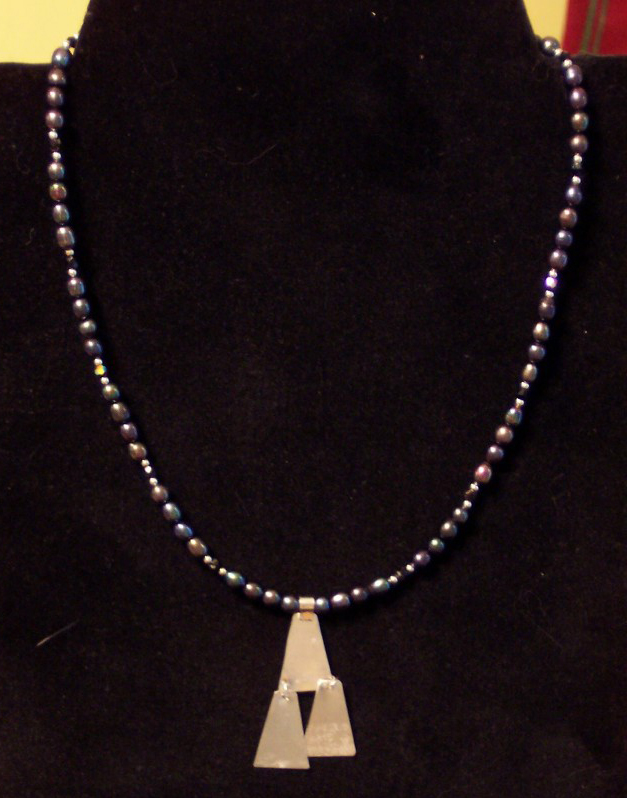 designer pearl and sterling silver necklace