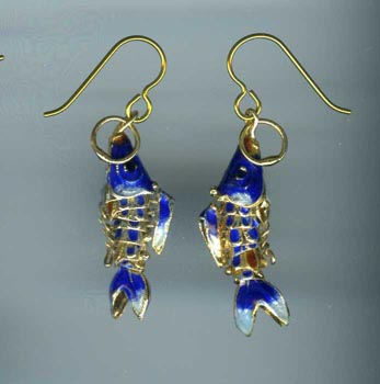 enameled fish hypoallergenic dangle earrings
