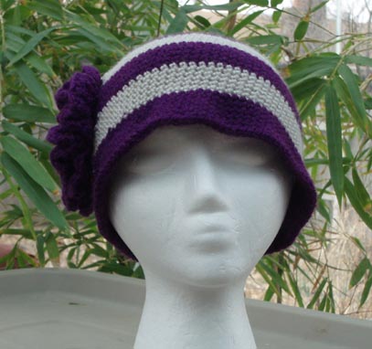 custom striped crochet cloche