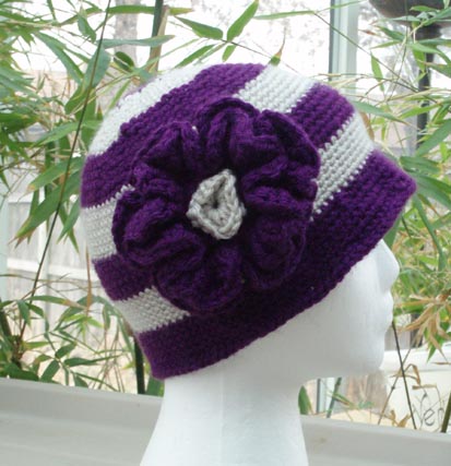 custom striped crochet cloche