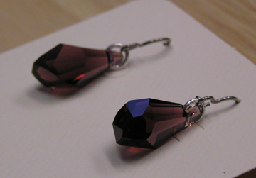 hypoallergenic Swarovski Burgandy Crystal earrings